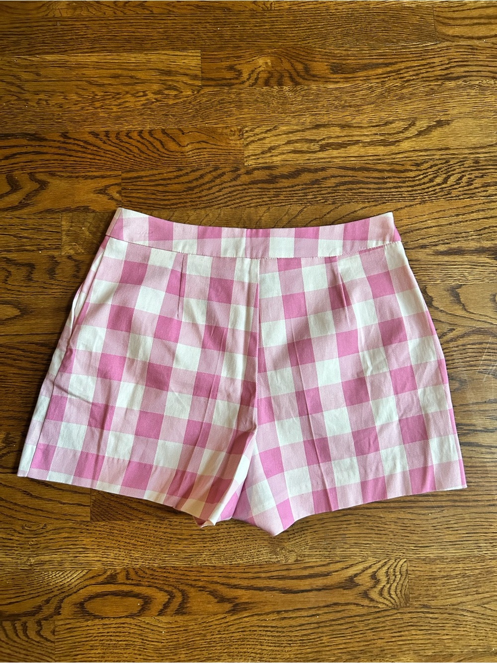 Zara Pink White Gingham High Waist Shorts NWT Size Medium - Picture 5 of 6
